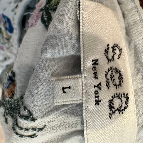 SEA New York Blue Embroidered Crop Top LARGE Boho Cottage Designer Boho $400 - Picture 11 of 11